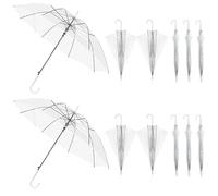 FOLLDALT 12 Pack Clear Dome Umbrella for Wedding, 37in Windproof Bubble with Semi-Automatic Handles, White Sun Umbrellas for Ladies Mens Unisex Party Parasol Rain,PVC Brolly