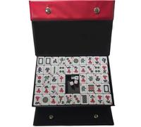 FOLLDALT 144 Pieces Mahjong Tiles 1.2 x 0.9 x 0.7 inch, Portable Set with 3 Dice, Full Size Mahjong Set with English Number for Travel Party Family Game