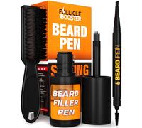 FOLLICLE BOOSTER Beard Pen Filler Styling Kit for Men - Medium Black - 3 in 1 Complete Beard and Scalp Set with Patented 4-Tip Fork, Normal Pen, and Brush - Waterproof, Sweatproof & All Day Hold
