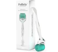 Follicly Derma Roller - Professional Microneedling Tool for Hair, Beard, and Skin Care - 192 Authentic Titanium Micro Needle Stamp for Home Use - for Men & Women