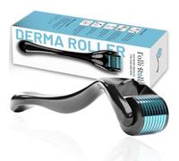 FOLLIROLL Derma Roller - 540 Microneedles for BEARD, HAIR & SKIN | Microneedling Roller for Men and Women - for Face & Scalp Derma Stamp - FREE STORAGE CASE (Black, 0.30mm)