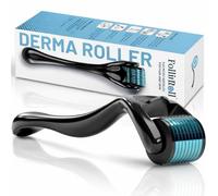 FOLLIROLL Derma Roller - 540 Microneedles for BEARD, HAIR & SKIN | Microneedling Roller for Men and Women - for Face & Scalp Derma Stamp - FREE STORAGE CASE (Black, 0.30mm)