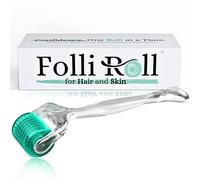 FolliRoll Derma Roller for Hair and Skin - 0.30mm Titanium Microneedles - for Hair Loss, Acne Scars, and Dark Spots - 192 Real Individual Needles with Free Storage Case for Men and Women