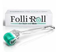 FolliRoll Derma Roller for Hair and Skin - 0.30mm Titanium Microneedles - for Hair Loss, Acne Scars, and Dark Spots - 192 Real Individual Needles with Free Storage Case for Men and Women