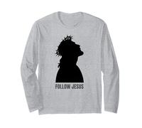 Follow Jesus Silhouette Crown of Thorns Long Sleeve T-Shirt