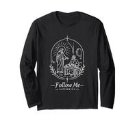Follow Me Matthew 9:9 Christian Line Art Long Sleeve T-Shirt
