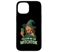 Follow Me on Witchtok Funny Old Witch with Phone Halloween Case for iPhone 15