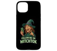 Follow Me on Witchtok Funny Old Witch with Phone Halloween Case for iPhone 15 Plus