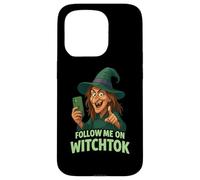 Follow Me on Witchtok Funny Old Witch with Phone Halloween Case for iPhone 15 Pro