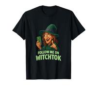 Follow Me on Witchtok Funny Old Witch with Phone Halloween T-Shirt