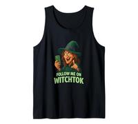 Follow Me on Witchtok Funny Old Witch with Phone Halloween Tank Top