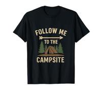 Follow Me to Campsite Camping Crew Arrow Tent Forest Design T-Shirt