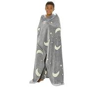 Follow That Dream Glow In The Dark Plush Throw Blanket 127x152cm (Grey Moon & Stars)
