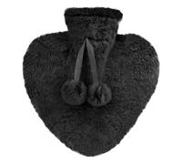 Follow that Dream Plush Faux Fur Heart 800ml Hot Water Bottle (Black)