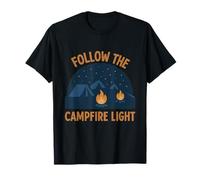 Follow The Campfire Light Camping Crew Retro Graphic T-Shirt