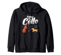 Follow The Cello Violoncello Dog Lover Gift Cellist Zip Hoodie