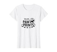 Follow The Paw Prints: Dog Lover Adventure T-Shirt, Women, White, XS