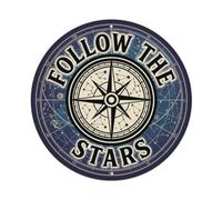 Follow The Stars Compass Metal Tin Sign