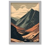 Follow the Trail to the Top Mountain Landscape Artwork Framed Wall Art Print A4 Artery8 Light Grey One Size