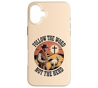 Follow the Word Not the Herd Christian Cowboy Faith Cross Case for iPhone 16 Plus
