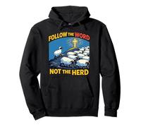 "Follow The Word, Not The Herd" Christian Faith Sheep Cross Pullover Hoodie