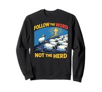 "Follow The Word, Not The Herd" Christian Faith Sheep Cross Sweatshirt