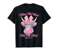 Follow The Word Not The Herd Christian Western Highland Cow T-Shirt