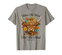 Follow The Word Not The Herd Christian Western Highland Cow T-Shirt