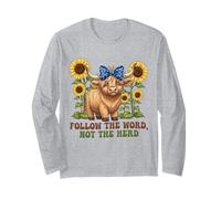Follow The Word Not The-Herd Highland Cow Bible Verse Faith Long Sleeve T-Shirt