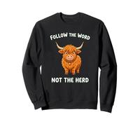 Follow the Word Not the Herd Highland Cow Christian Faith Sweatshirt