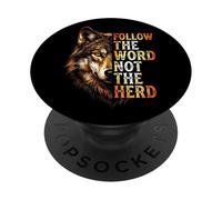 Follow The Word Not The Herd Wolf Quote PopSockets Adhesive PopGrip