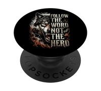 Follow The Word Not The Herd Wolf Quote PopSockets Adhesive PopGrip