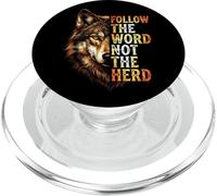 Follow The Word Not The Herd Wolf Quote PopSockets PopGrip for MagSafe