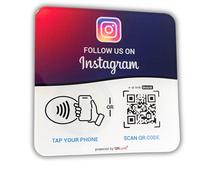 Follow Us on instagram NFC Acrylic Plate with QR Code - Social Media Sign for Quick Profile Connection - NFC Tags for Contactless Engagement - My instagram Marketing Tool - No App (Square - 4.72")