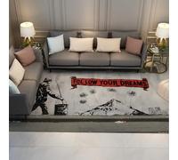 “Follow Your Dreams” 200x300cm Rugs Living Room Washable Short Pile Graffiti Street Art Area Rugs for Living Room Modern Rug Banksy Art Area Rug Non Slip for Bedroom Soft Faux Wool Large Carpet
