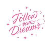 Follow Your Dreams Inspirational Quote Home Wall Stickers Paster Paper 51x58.7cm Waterproof Pink