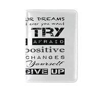 Follow Your Dreams Just Try Never Give Up Genuine Leather Travel Passport Covers, Microfiber Leather Travel Wallet Holder Case Protector for Women and Men