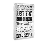 Follow Your Dreams Just Try Never Give Up Slim Minimalist Wallet, Front Pocket RFID Blocking Leather Credit Card Holder, Case Protector Covers for Men Women