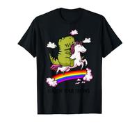 Follow Your Dreams T-Rex Dino Rainbow Funny Unicorn Lover Value Graphic T-Shirt