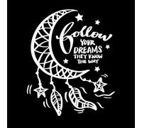 Follow Your Dreams They Know The Way Hand Lettering Poster Quote Mural and Wall Vinyl Decal 49.2x59.4cm Multiple Size Options White