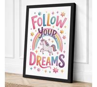 Follow Your Dreams Typography Canvas Wall Art Print 30x20 Inch