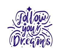 Follow Your Dreams Typography Motivational Quote Design Mural and Wall Vinyl Decal 67.2x73cm Multi Color Selection DarkBlue