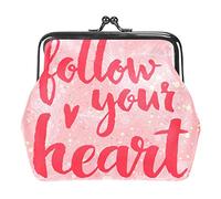 Follow Your Heart Letter Coin Purse Kiss Lock Change Purse Vintage Trinkets Pouch