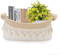 Followarm Woven Basket Baby Basket Nursery 12"x9.5" Toy Storage Basket for Organizing Small Laundry Basket Boho Basket Tassel Blanket Basket for Boho Nursery Decor