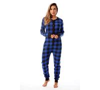#followme Womens Henley Thermal Onesie Buffalo Plaid and Tie Dye, Royal / Black, Medium