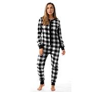 #followme Womens Henley Thermal Onesie Buffalo Plaid and Tie Dye, White Buffalo Plaid, Medium