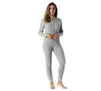 #followme Women's Thermal Henley Onesie Union Suit, Grey, XS