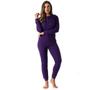 #followme Women's Thermal Henley Onesie Union Suit, Purple, Medium