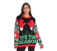 #followme Womens Ugly Christmas Sweater Jumper - Sweaters for Women - Black - X-Large