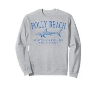 Folly Beach South Carolina Shark Fishing Arched Blue Letters Sweatshirt